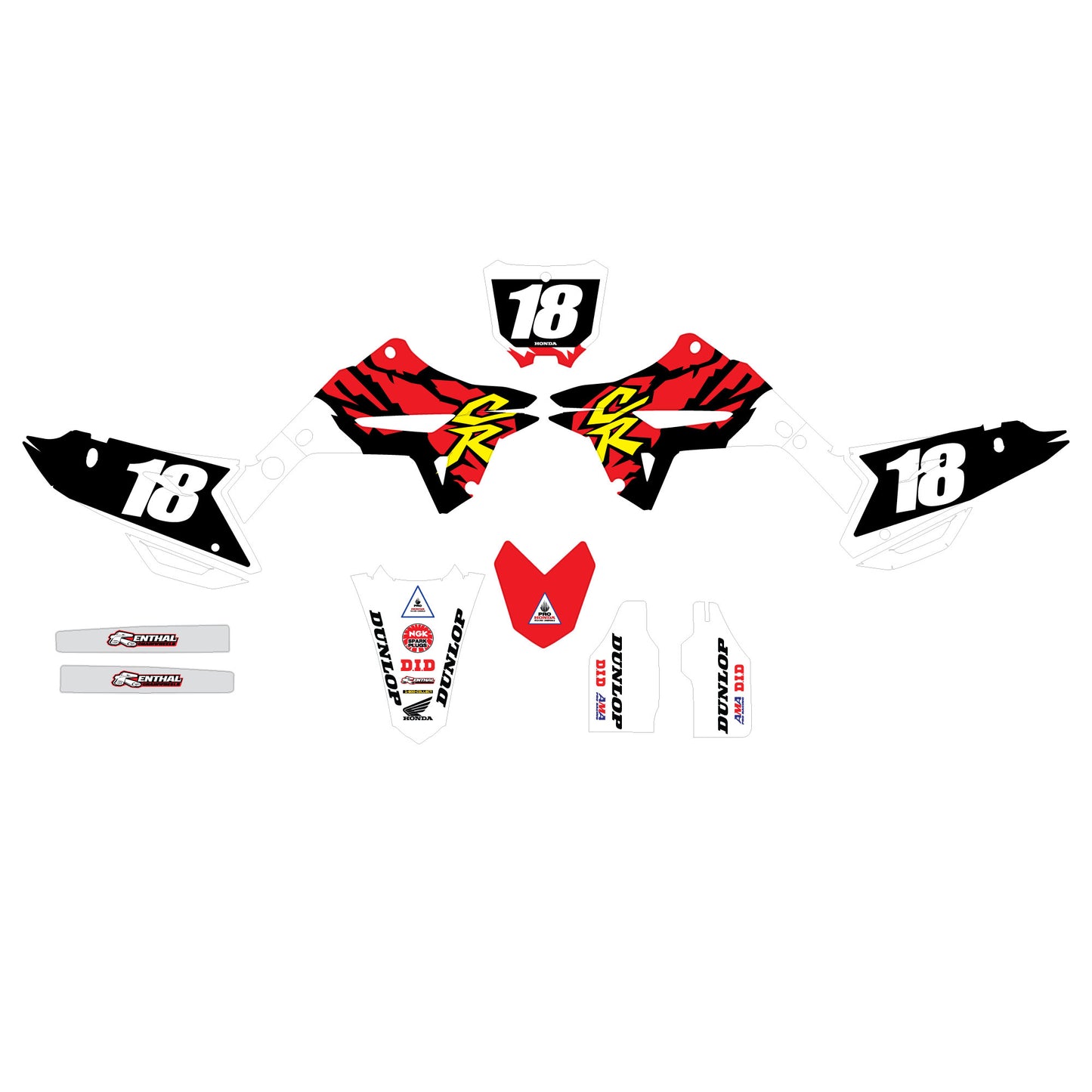 Honda Restyle Gen 2 96 STYLE Graphic Kit CR125 CR250 2002 2003 2004 2005 2006 2007