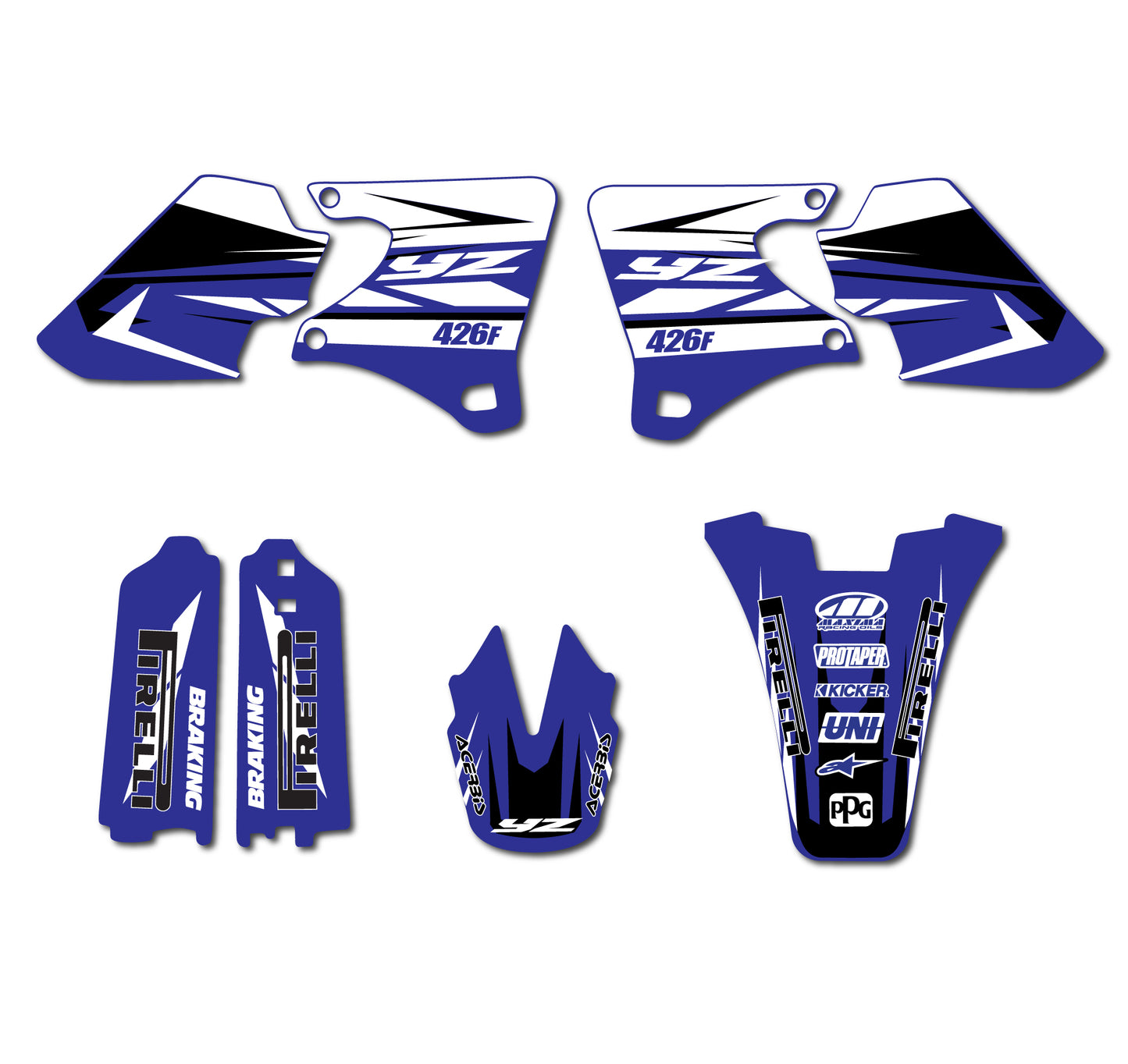 Yamaha Team Blue Graphic Kit YZ250F YZ426F 2000-2002