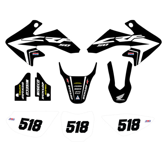 Honda CRF50 Black graphics kit 2004-2025