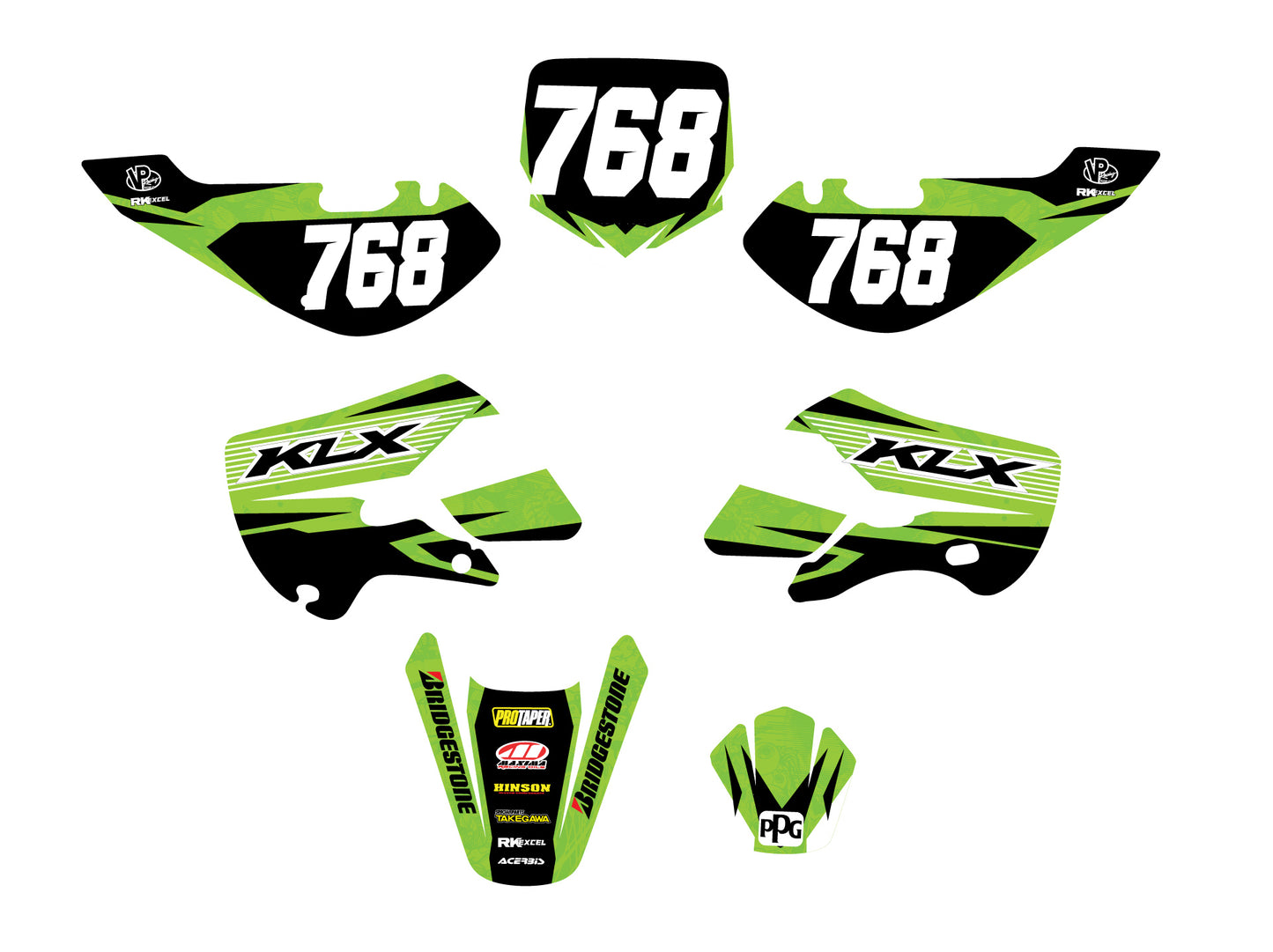 Kawasaki KLX110 Faction Graphic Decal Sticker Kit  Fits 2002-2009