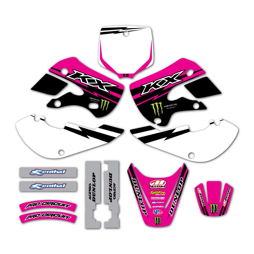 Kawasaki KX65 Pink Team Graphic Decal Sticker Kit  Fits 2000-2026