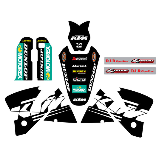 2000 2001 KTM  EXC 250 300 350 400 520 Black Graphics Kit