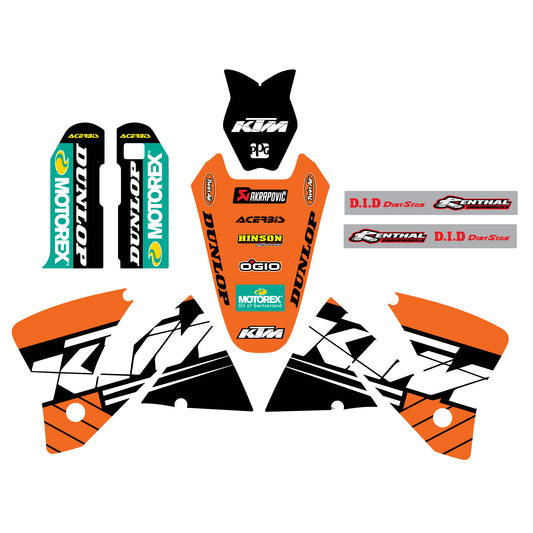 2000 2001 KTM  EXC 250 300 350 400 520 Orange Graphics Kit