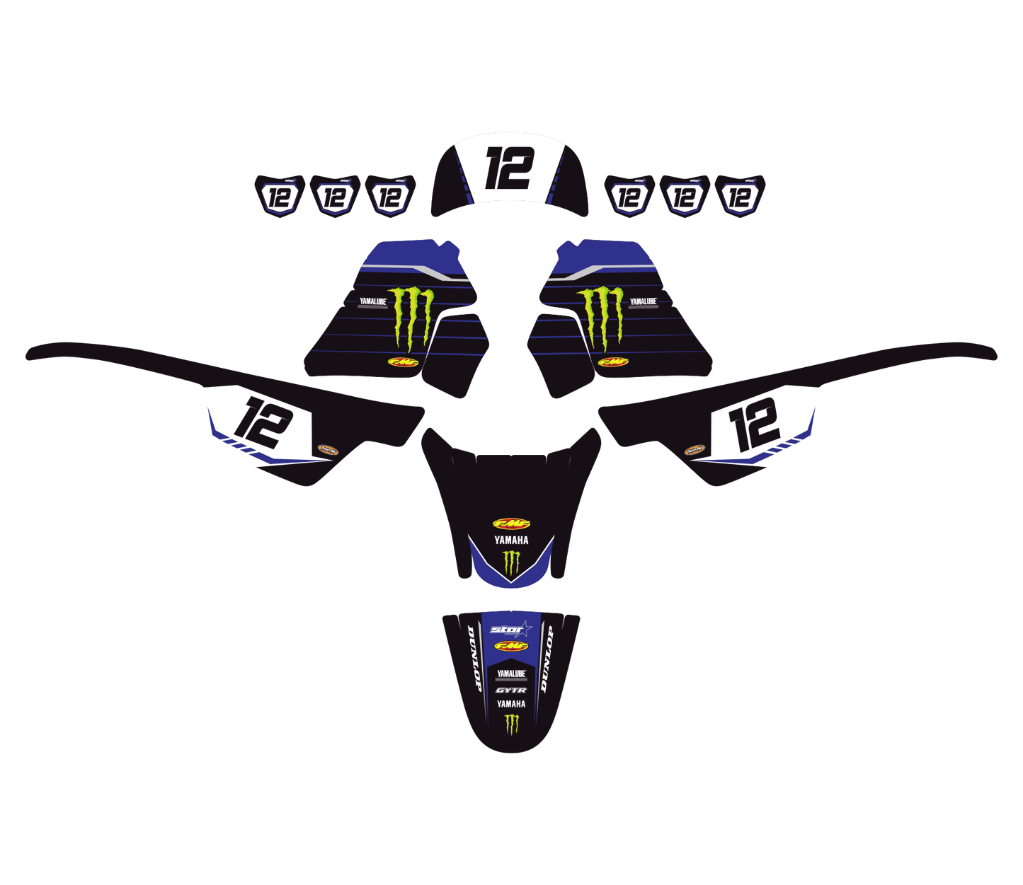 Yamaha PW50 Factory Graphic Decal Sticker Kit  Fits 1990-2026